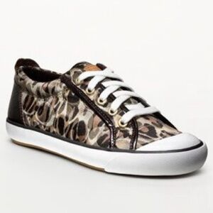 Coach Leopard Print Low Top Sneakers in Brown and White